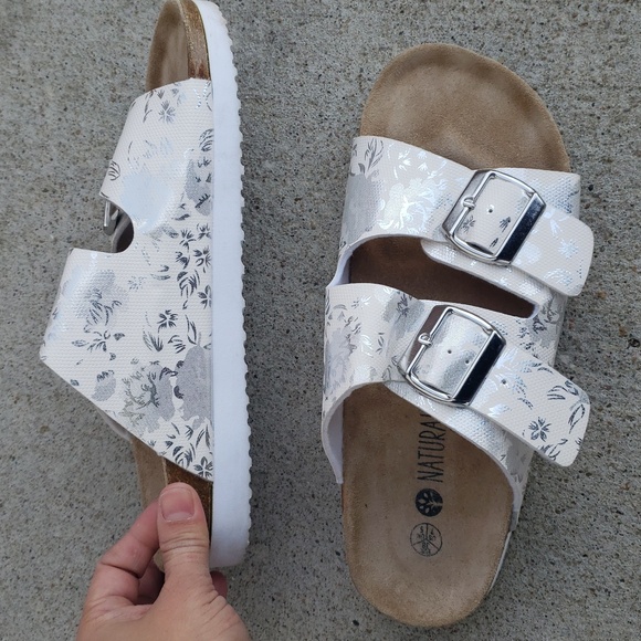 Natural Walk by Esmara Womens Floral Metallic Buckle Sandals Size 7 Comfort - Picture 11 of 15